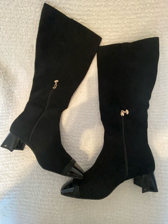 Karl Lagerfeld Shoes - Karl Lagerfeld Paris Shiv on Black Faux Suede Knee High Boots Size 8